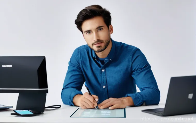 사진 자격증과 관련된 국내외 자격증 비교 - **Prompt:** A professional male photographer, approximately 35 years old, with short, neatly styled ...