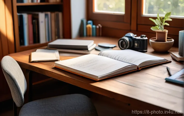 사진 자격증 필기시험 시간 관리 전략 - **"Strategic Preparation: The Photographer's Study Nook"**
    A wide-angle, photorealistic shot of ...
