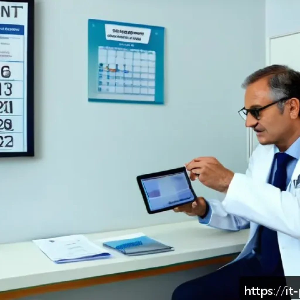 사진 자격증의 유효기간 및 연장 방법 - A modern Italian medical examination room inside an ASL center, showing a middle-aged adult man wear...
